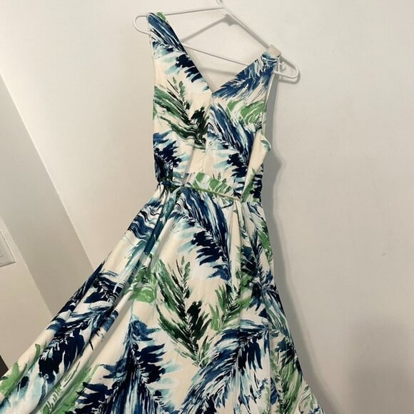 NEW NWT ADELYN RAE Nevina Ruffle Wrap Front Maxi Dress Multi Palm Leaf Tropical - Picture 15 of 16